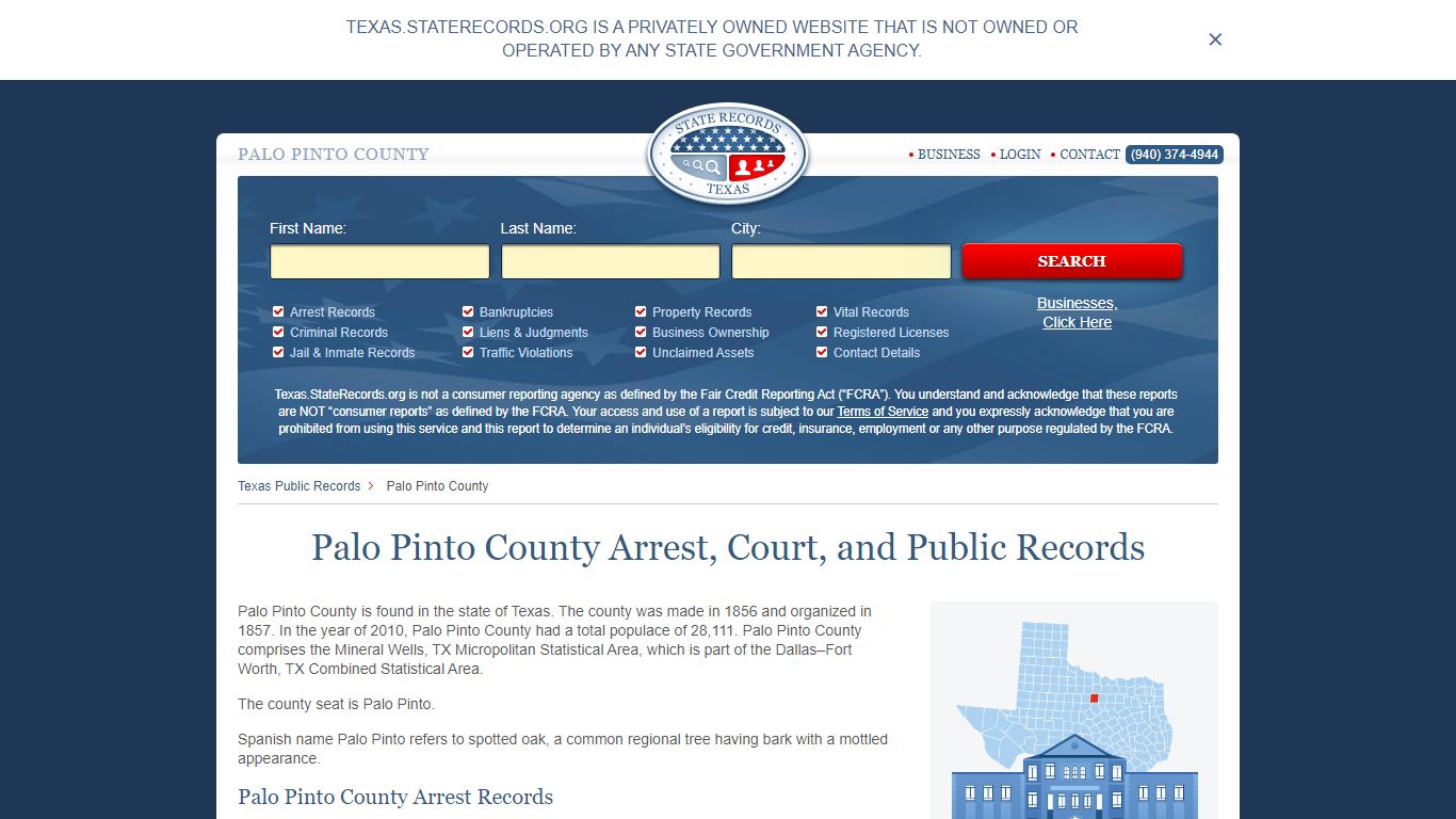 Palo Pinto County Arrest, Court, and Public Records